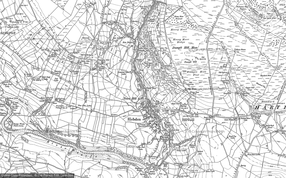 Old Map of Hebden, 1907 in 1907