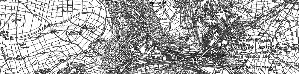 Old map of Hebden Bridge in 1892