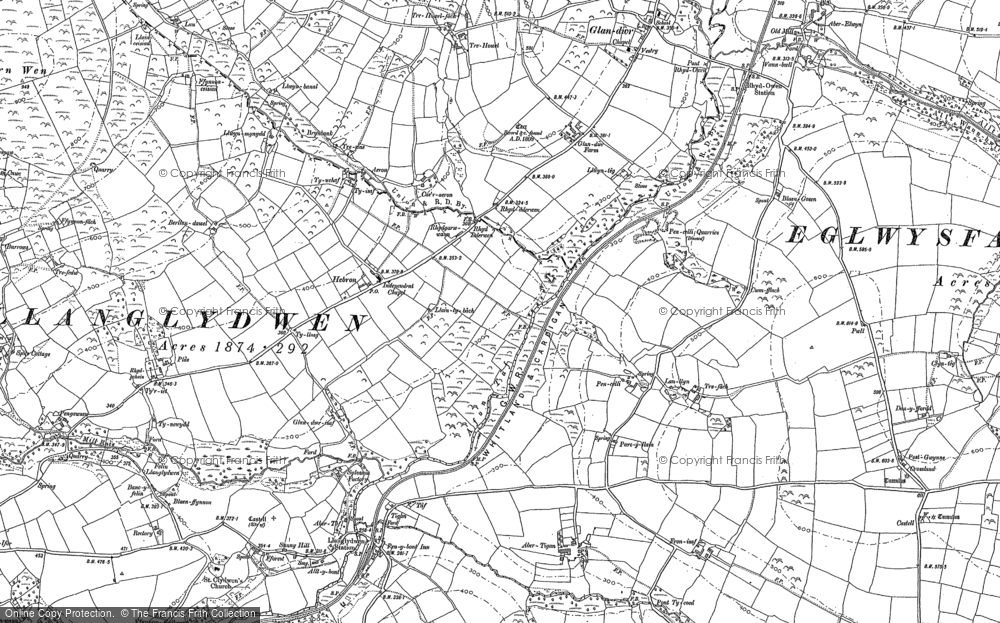 Old Map of Historic Map covering Berllandawel in 1887
