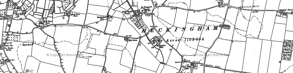 Old map of Heckingham in 1884