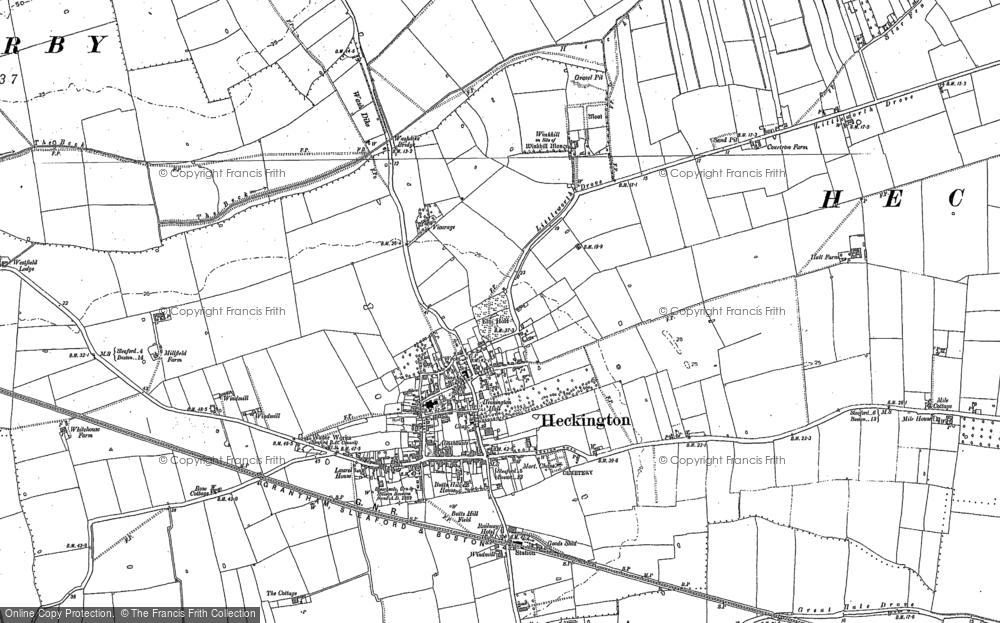 Old Map of Heckington, 1887 in 1887