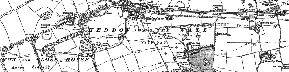 Old map of Heddon-on-the-Wall in 1895