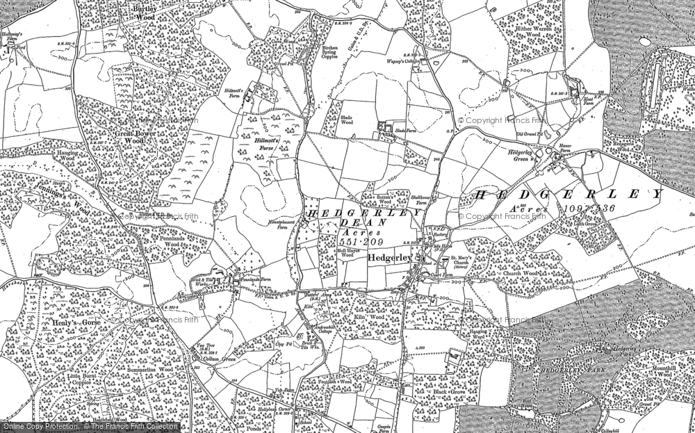 Old Map of Historic Map covering Hollybush Corner in 1897