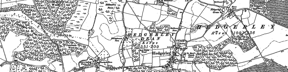 Old map of Hedgerley Hill in 1897