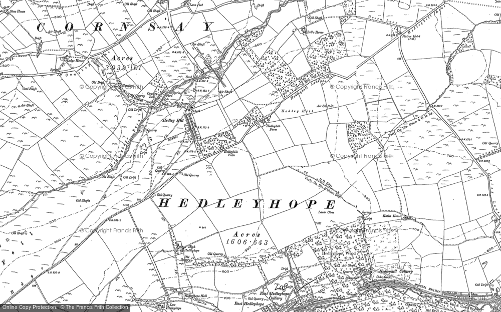 Old Map of Hedley Hill, 1895 in 1895