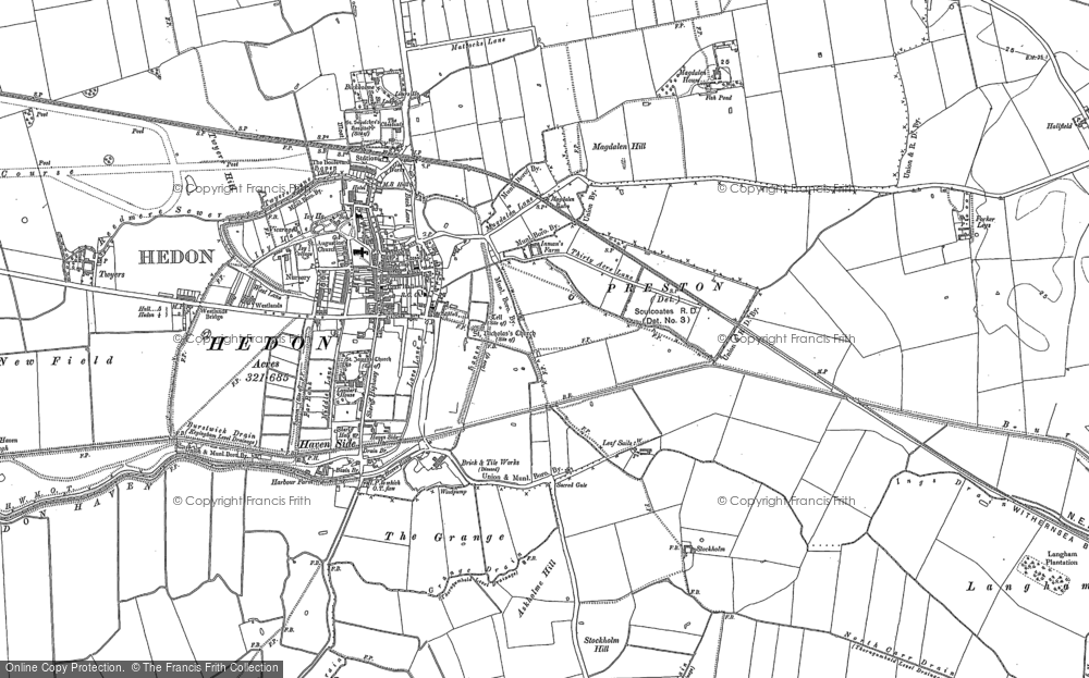 Old Map of Hedon, 1908 in 1908
