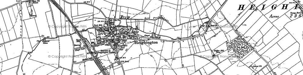 Old map of Heighington in 1886