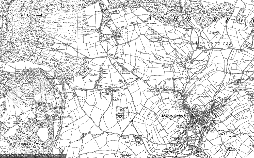 Old Map of Historic Map covering Ausewell Rocks in 1885