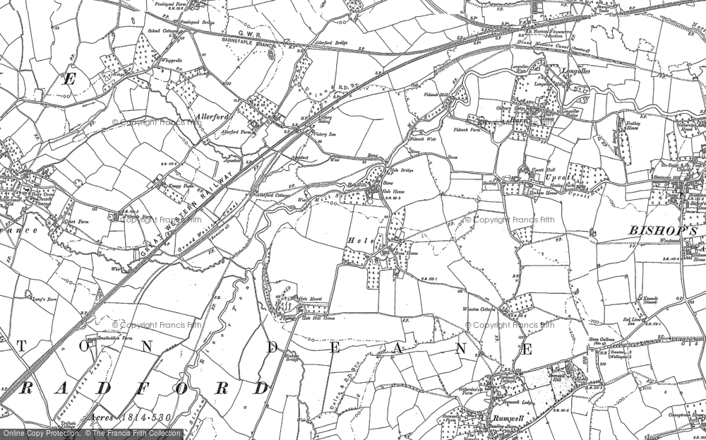 Old Map of Hele, 1887 in 1887