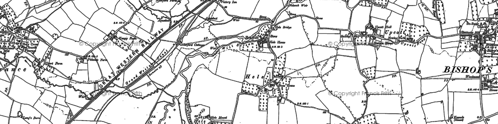 Old map of Hele in 1887
