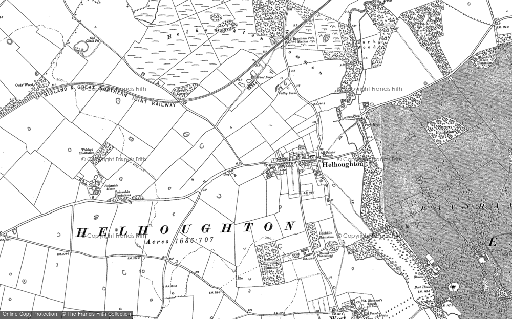 Old Map of Helhoughton, 1885 in 1885