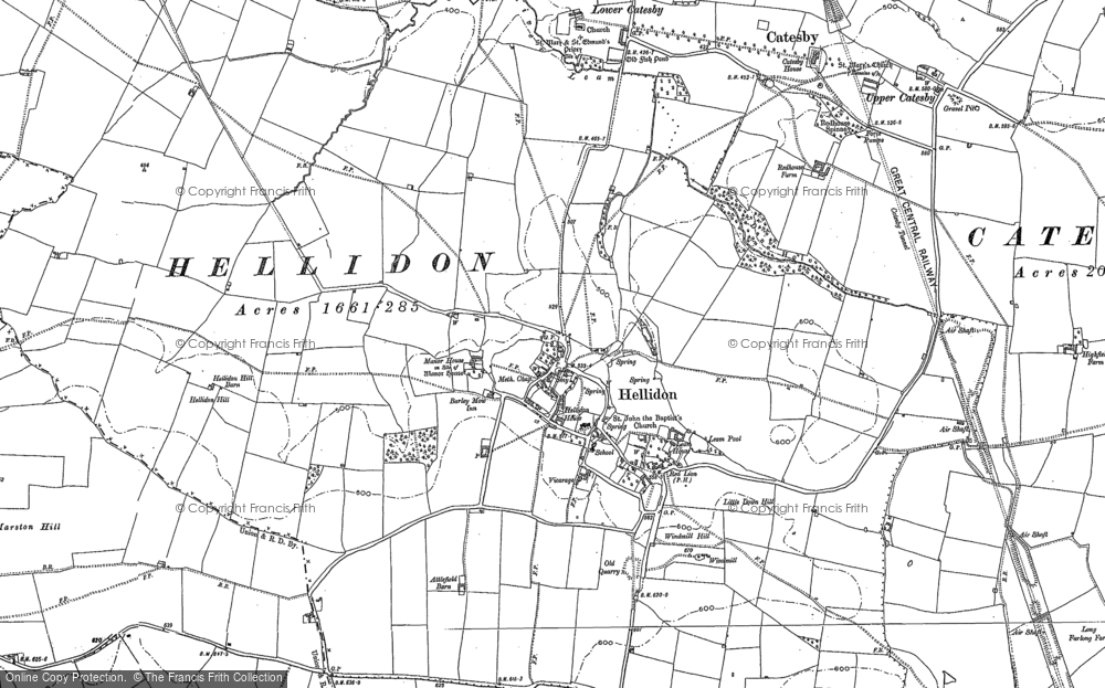 Old Map of Hellidon, 1884 - 1899 in 1884