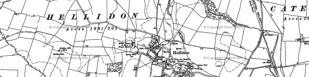 Old map of Hellidon in 1884