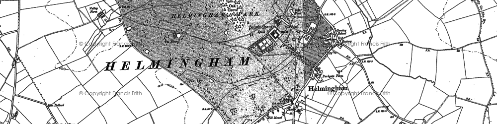 Old map of Helmingham in 1883