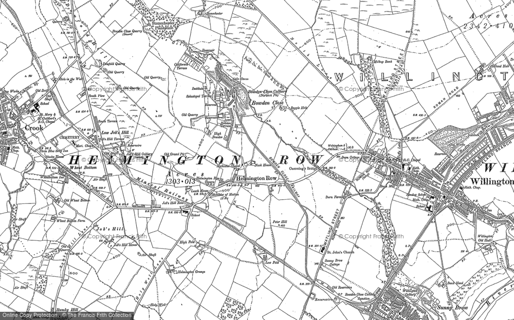 Old Map of Helmington Row, 1896 in 1896