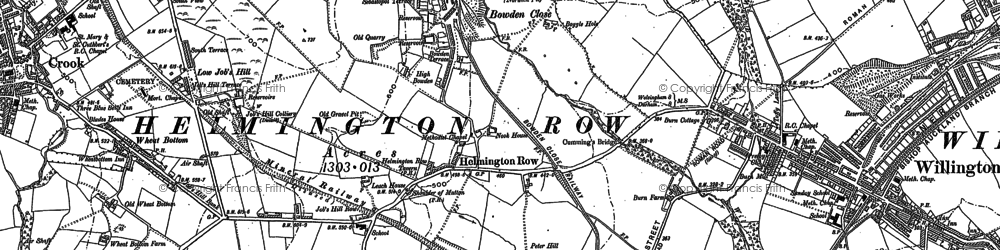 Old map of Helmington Row in 1896