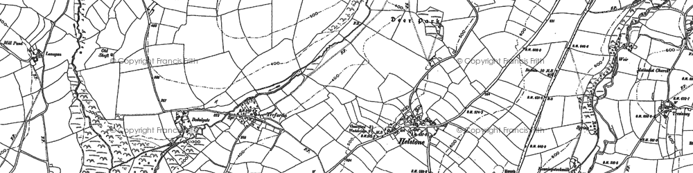Old map of Helstone in 1880