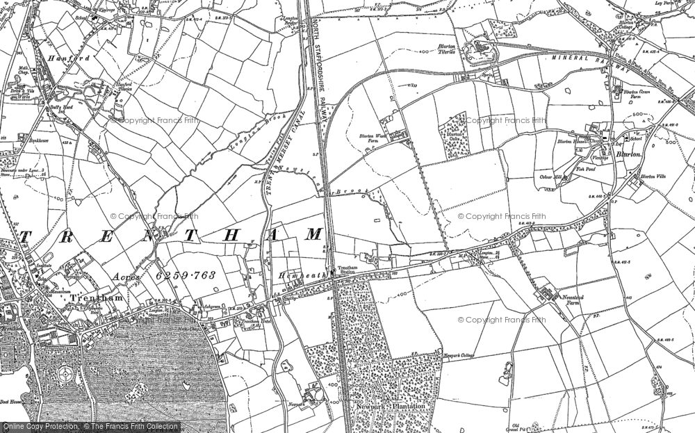 Old Map of Hem Heath, 1877 - 1879 in 1877