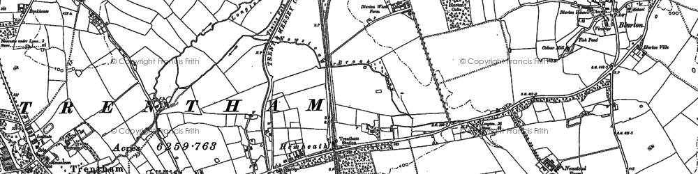 Old map of Hem Heath in 1877