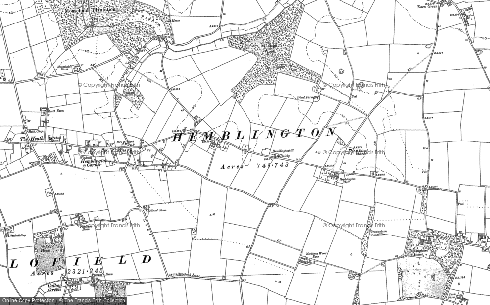 Old Map of Hemblington, 1881 in 1881