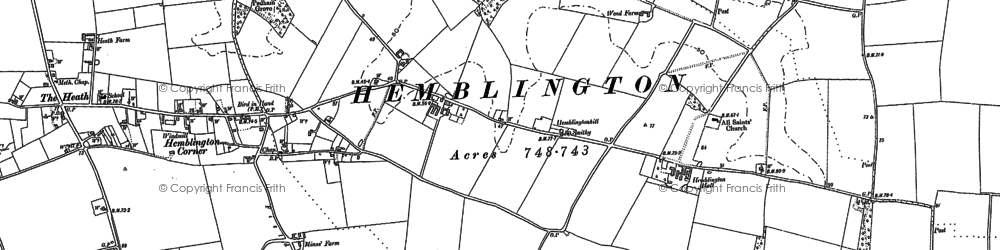 Old map of Hemblington Corner in 1881