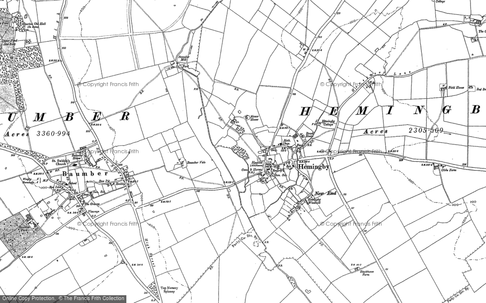 Old Map of Hemingby, 1887 in 1887