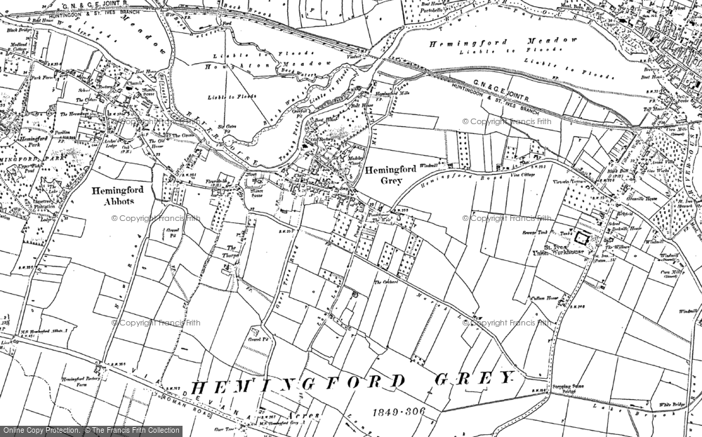 Old Map of Hemingford Grey, 1887 - 1900 in 1887