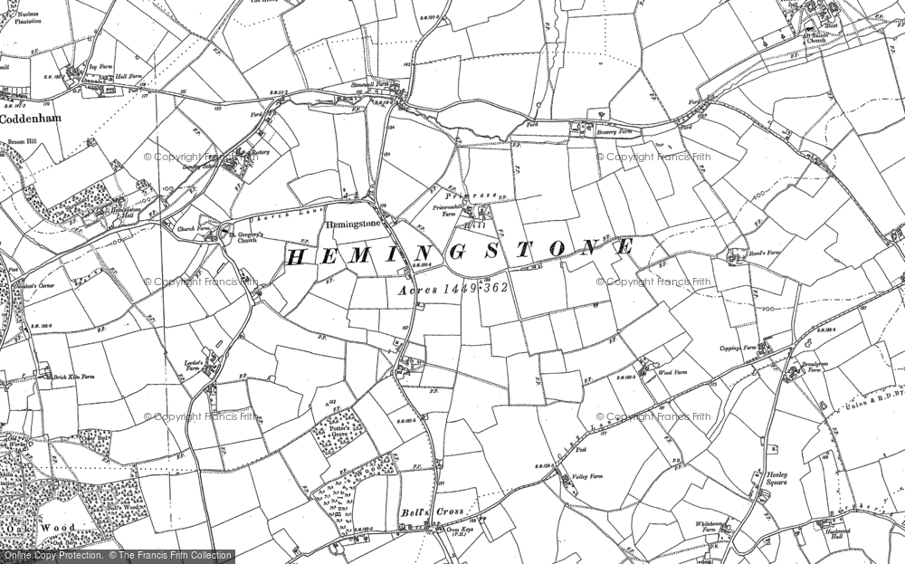 Old Map of Hemingstone, 1883 in 1883