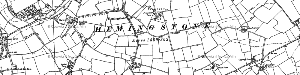 Old map of Hemingstone in 1883