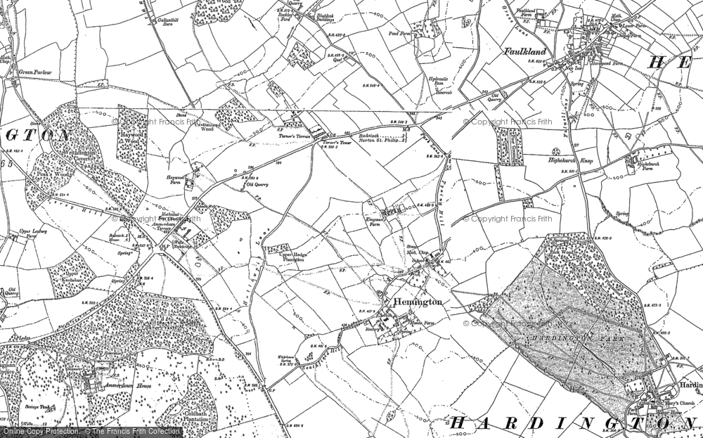 Old Map of Historic Map covering Rockley Ford in 1884