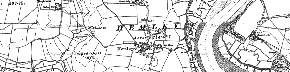Old map of Hemley in 1881