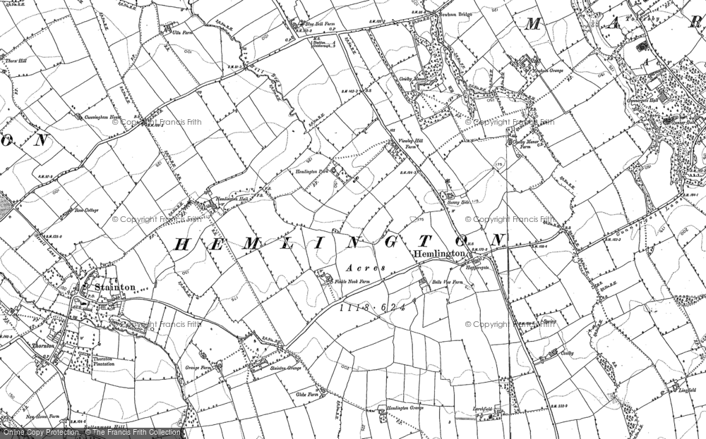 Old Map of Hemlington, 1892 - 1913 in 1892