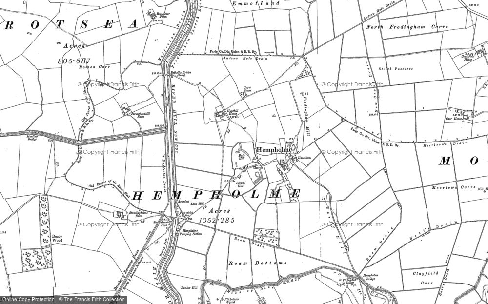 Old Map of Historic Map covering Baswick Seer in 1890