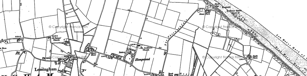 Old map of Eccles on Sea in 1905