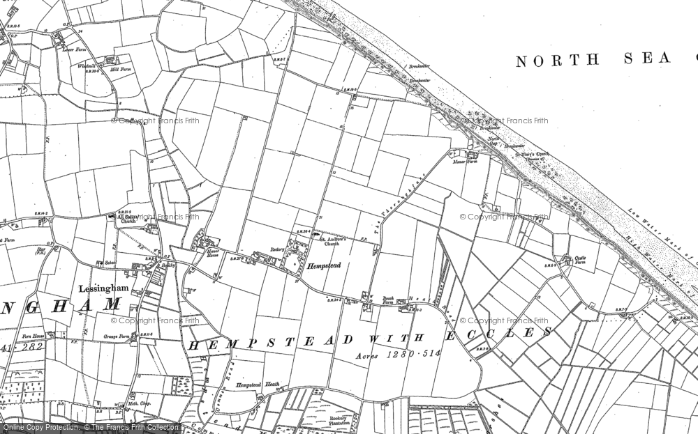Old Map of Historic Map covering Ingham Corner in 1905