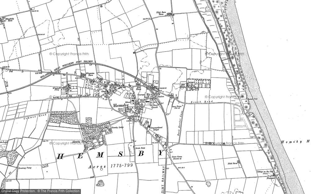 Old Map of Hemsby, 1884 - 1905 in 1884