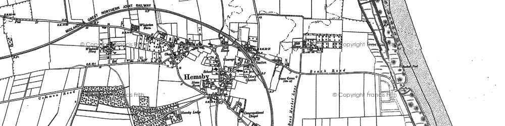Old map of Hemsby in 1884