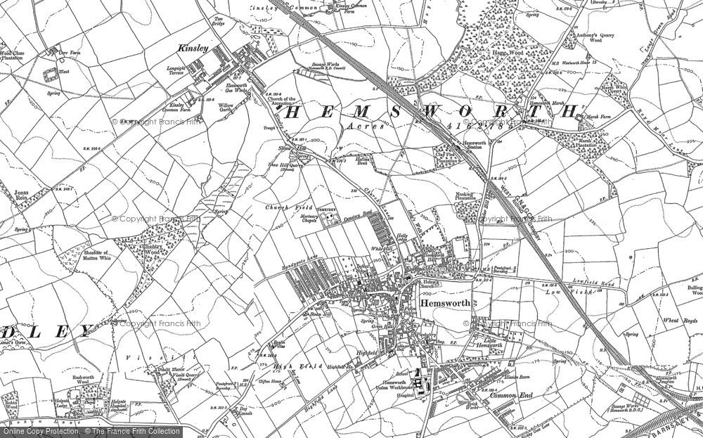 Old Map of Hemsworth, 1891 in 1891