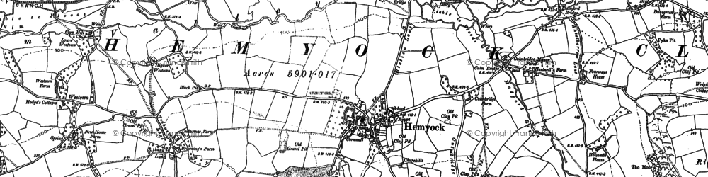 Old map of Hemyock in 1887