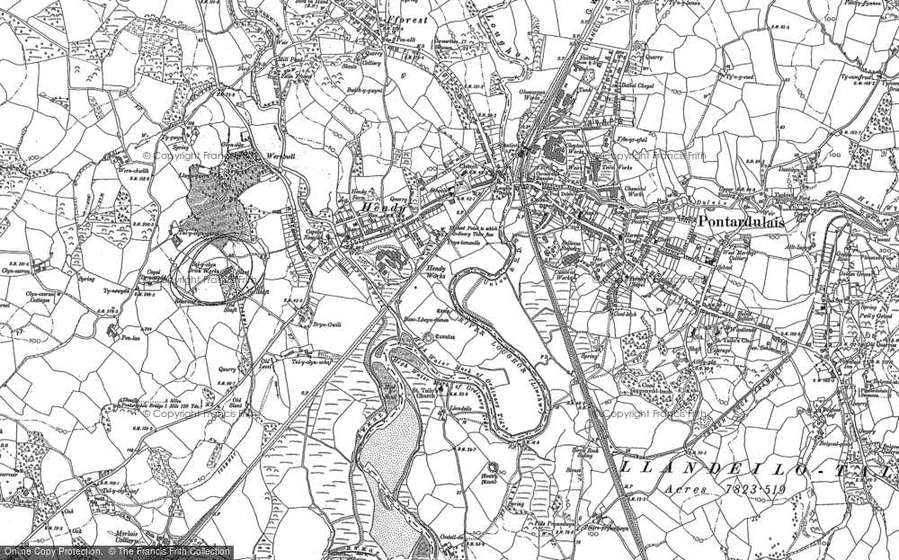 Old Map of Hendy, 1905 in 1905