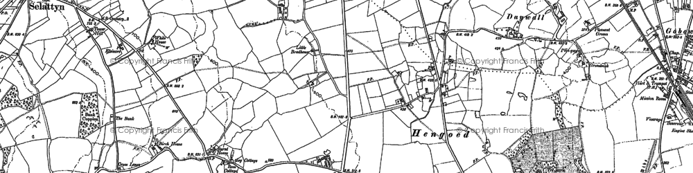 Old map of Hengoed in 1874