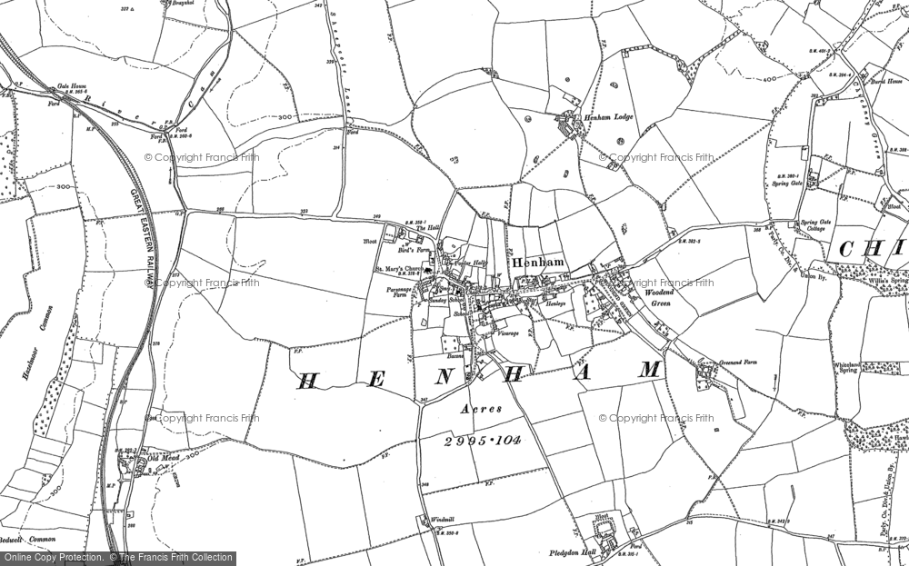 Old Map of Historic Map covering Woodend Green in 1896