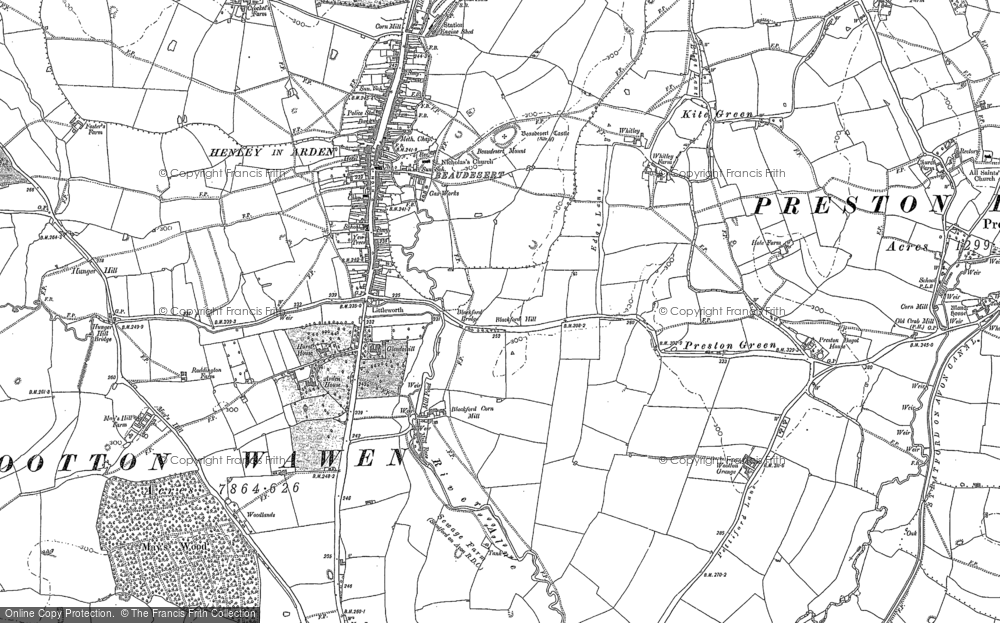 Old Map of Historic Map covering Wootton Grange in 1886