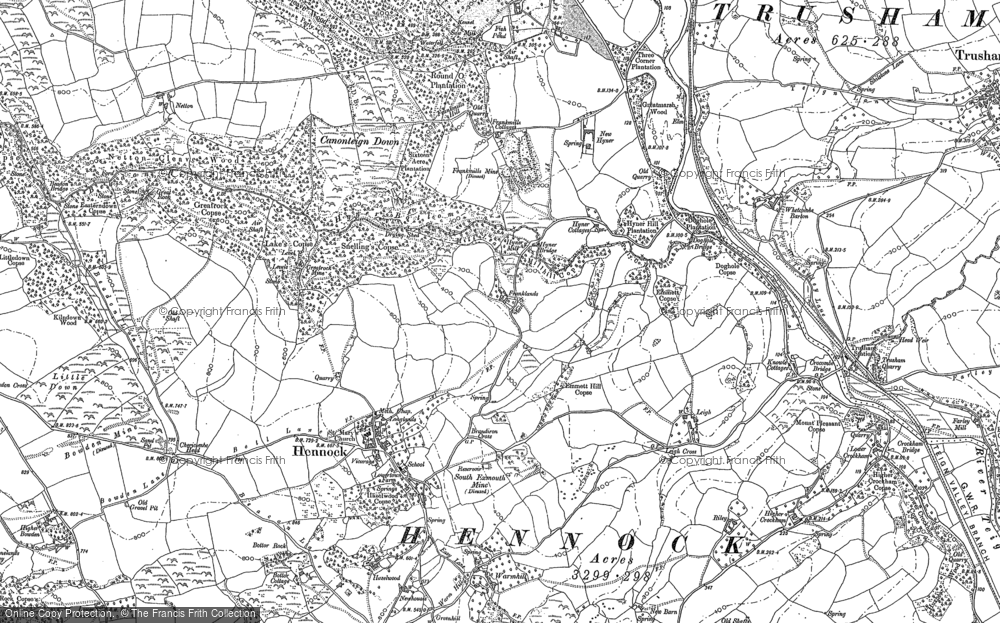 Old Map of Hennock, 1887 in 1887