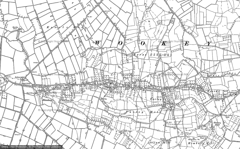 Old Map of Historic Map covering Westbury Moor in 1884