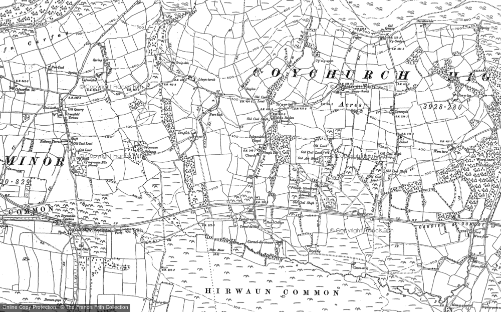 Old Map of Historic Map covering Bryn-chwîth in 1897