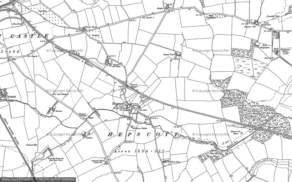 Old Map of Hepscott, 1896 in 1896