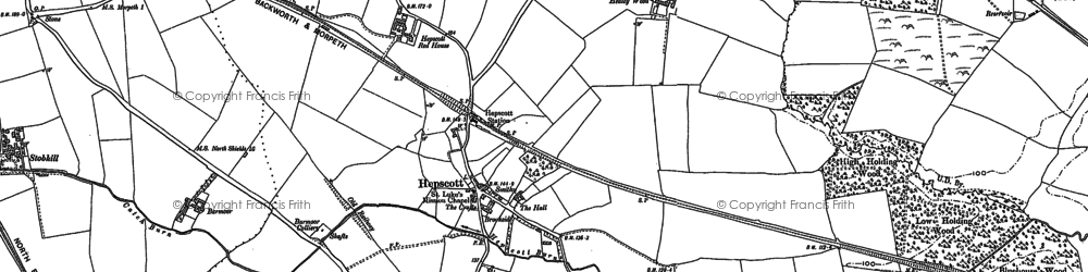 Old map of Hepscott in 1896