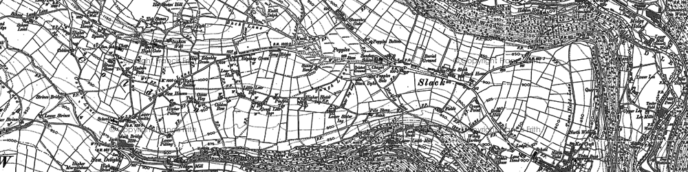 Old map of Heptonstall in 1892