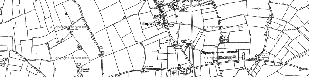 Old map of Hepworth in 1882